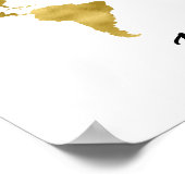 ゴールドフォイル世界地図とハートカップル ポスター (角)