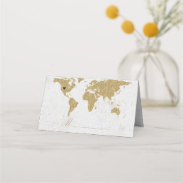 ゴールドフォイル世界地図結婚のテーブル席 プレイスカード