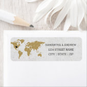 ゴールドフォイル世界地図結婚の差出人住所 ラベル (インサイチュ)