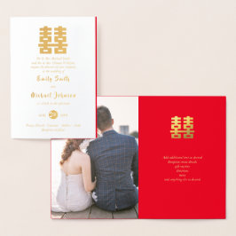 ゴールドフォイル中国のフォトハ結婚ピネスの赤 箔カード