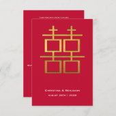 ゴールドフォイル二重ハピネス結婚ズ 招待状 (正面/裏面)