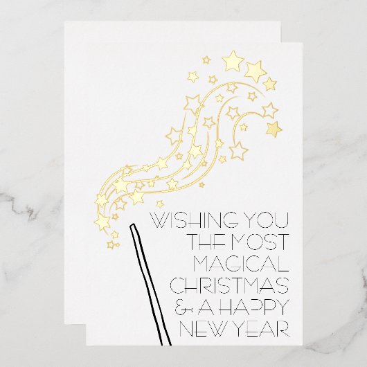 ゴールドフォイル付き魔法のクリスマスカード 箔シーズンカード (正面/裏面)