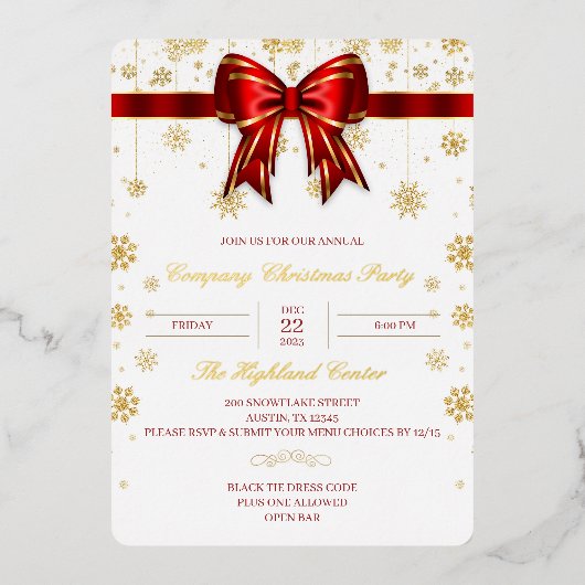 ゴールドフォイル会社クリスマスパーティの招待状作品 箔招待状 (正面)