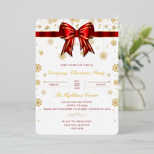ゴールドフォイル会社クリスマスパーティの招待状作品 箔招待状 (立ち正面)