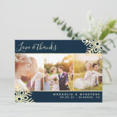 ゴールドフォイル写真スノーフレーク結婚ズ サンキューカード (スタンド正面)