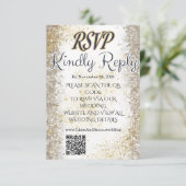 ゴールドフォイル写真付き結婚式RSVP QRコードカード 出欠カード (スタンド正面)