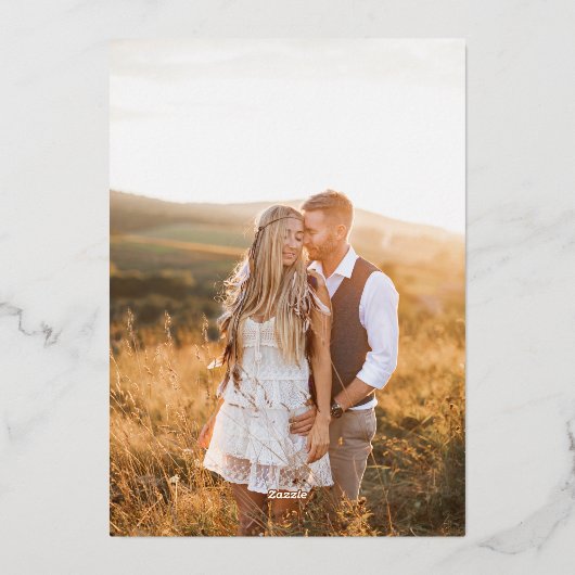 ゴールドフォイル写真保存の日付招待状 箔シーズンカード (裏面)