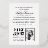 ゴールドフォイル写真卒業発表ハットオフ 箔招待状 (裏面)