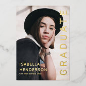 ゴールドフォイル写真卒業発表 箔招待状 (正面)