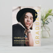 ゴールドフォイル写真卒業発表 箔招待状 (立ち正面)