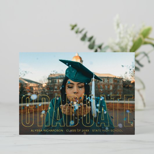 ゴールドフォイル写真研究発表すべて 箔招待状 (立ち正面)