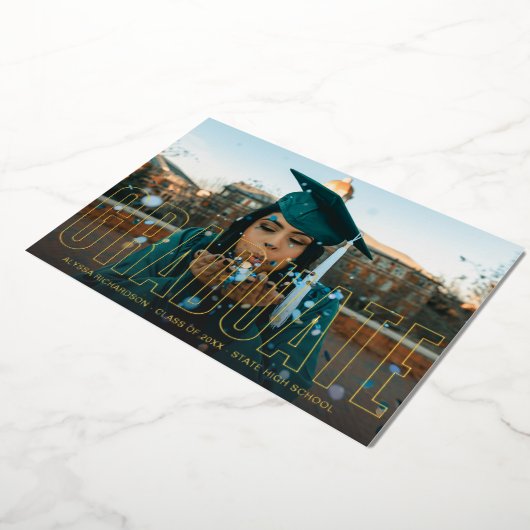 ゴールドフォイル写真研究発表すべて 箔招待状 (回転した状態)