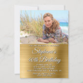 ゴールドフォイル写真第40回誕生日 招待状 (正面)