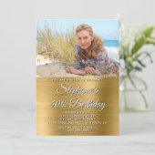 ゴールドフォイル写真第40回誕生日 招待状 (スタンド正面)