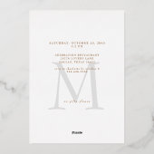 ゴールドフォイル写真結婚記念日パーティー 箔招待状 (裏面)