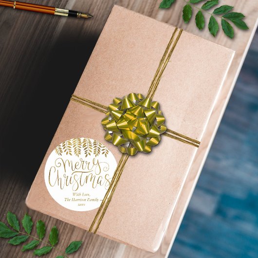 ゴールドフォイル効果タイポグラフィメリークリスマス ラウンドシール