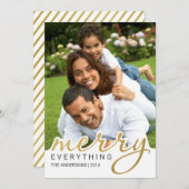 ゴールドフォイル効果メリーハンドスクリプトホリデーフォト シーズンカード (正面/裏面)