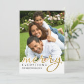 ゴールドフォイル効果メリーハンドスクリプトホリデーフォト シーズンカード (スタンド正面)