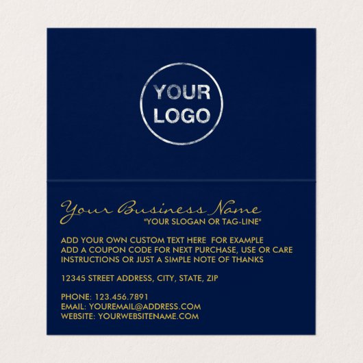 ゴールドフォイル効果ロゴ/写真サンキューカード 名刺 (内部フラット)