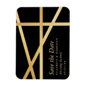 ゴールドフォイル効果幾何学的スタイル日付の保存 マグネット (縦)