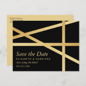 ゴールドフォイル効果幾何学的スタイル日付の保存 案内ポストカード (正面/裏面)