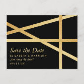 ゴールドフォイル効果幾何学的スタイル日付の保存 案内ポストカード (正面)