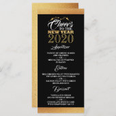 ゴールドフォイル効果、シャンパンバブル、年賀メニュー メニュー (正面/裏面)