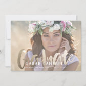 ゴールドフォイル卒業スクリプトカード 招待状 (正面)