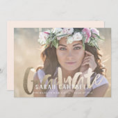 ゴールドフォイル卒業スクリプトカード 招待状 (正面/裏面)