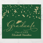 ゴールドフォイル卒業パーティーグリーン スパークリングワインラベル (シングルラベル)