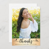 ゴールドフォイル卒業フォトスクリプモダントハート サンキューカード (正面/裏面)