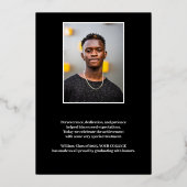 ゴールドフォイル卒業2枚の写真卒業 箔招待状 (裏面)