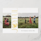 ゴールドフォイル喜びシダのホリデーフォトカード 箔シーズンカード (正面)