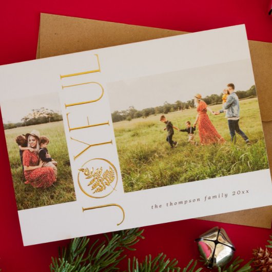 ゴールドフォイル喜びシダのホリデーフォトカード 箔シーズンカード