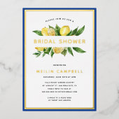 ゴールドフォイル地中海のタイルレモンブライダルシャワー 箔招待状 (正面)