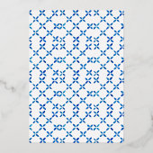 ゴールドフォイル地中海のブルータイルブライダルシャワー 箔招待状 (裏面)