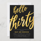 ゴールドフォイル型30歳の誕生日パーティー 招待状 (正面)