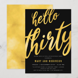 ゴールドフォイル型30歳の誕生日パーティー 招待状