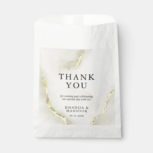 ゴールドフォイル大理石テクスチ結婚ャ's Thank You フェイバーバッグ (正面)