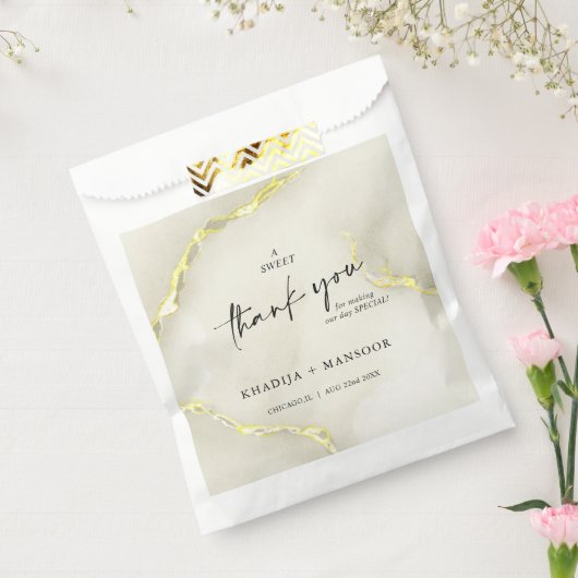 ゴールドフォイル大理石テクスチ結婚ャ's Thank You フェイバーバッグ (封をした状態)