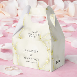 ゴールドフォイル大理石テクスチ結婚ャ's Thank You フェイバーボックス