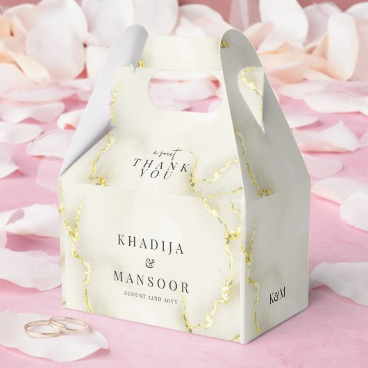 ゴールドフォイル大理石テクスチ結婚ャ's Thank You フェイバーボックス (ウェディング)