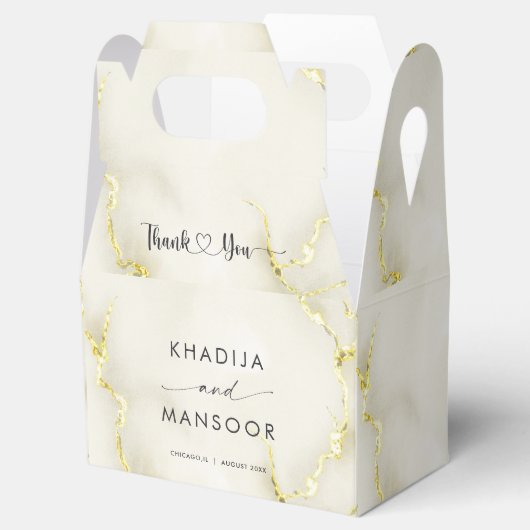 ゴールドフォイル大理石テクスチ結婚ャ's Thank You フェイバーボックス (オープン)