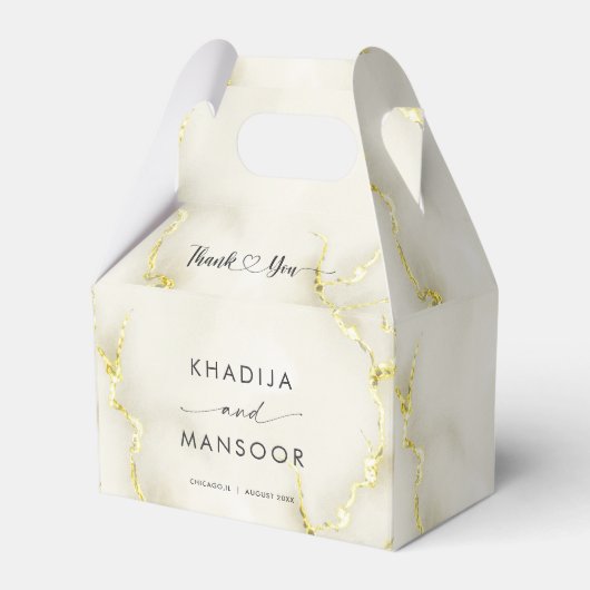 ゴールドフォイル大理石テクスチ結婚ャ's Thank You フェイバーボックス (正面サイド)
