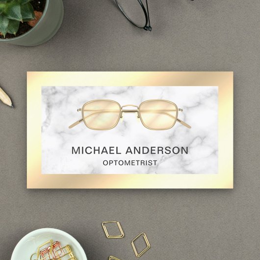 ゴールドフォイル大理石メガネ眼科医オプトメトリー 名刺