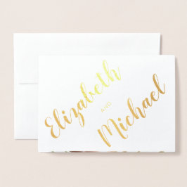 ゴールドフォイル婚約パーティ招待状フォト名 箔カード