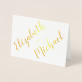 ゴールドフォイル婚約パーティ招待状フォト名 箔カード (正面)