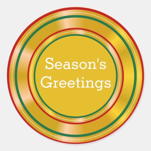 ゴールドフォイル季節のごあいさつクリスマス ラウンドシール (正面)