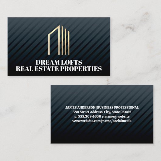 ゴールドフォイル実在エステートロゴ 名刺 (正面/裏面)