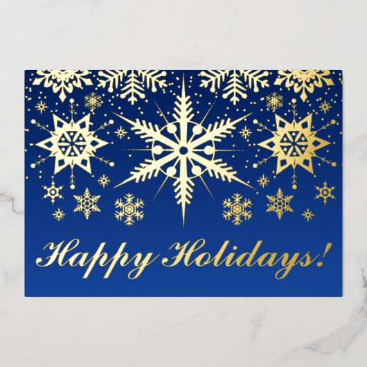ゴールドフォイル実在ハッピーホリデーと雪片フォイル 箔シーズンカード (正面)
